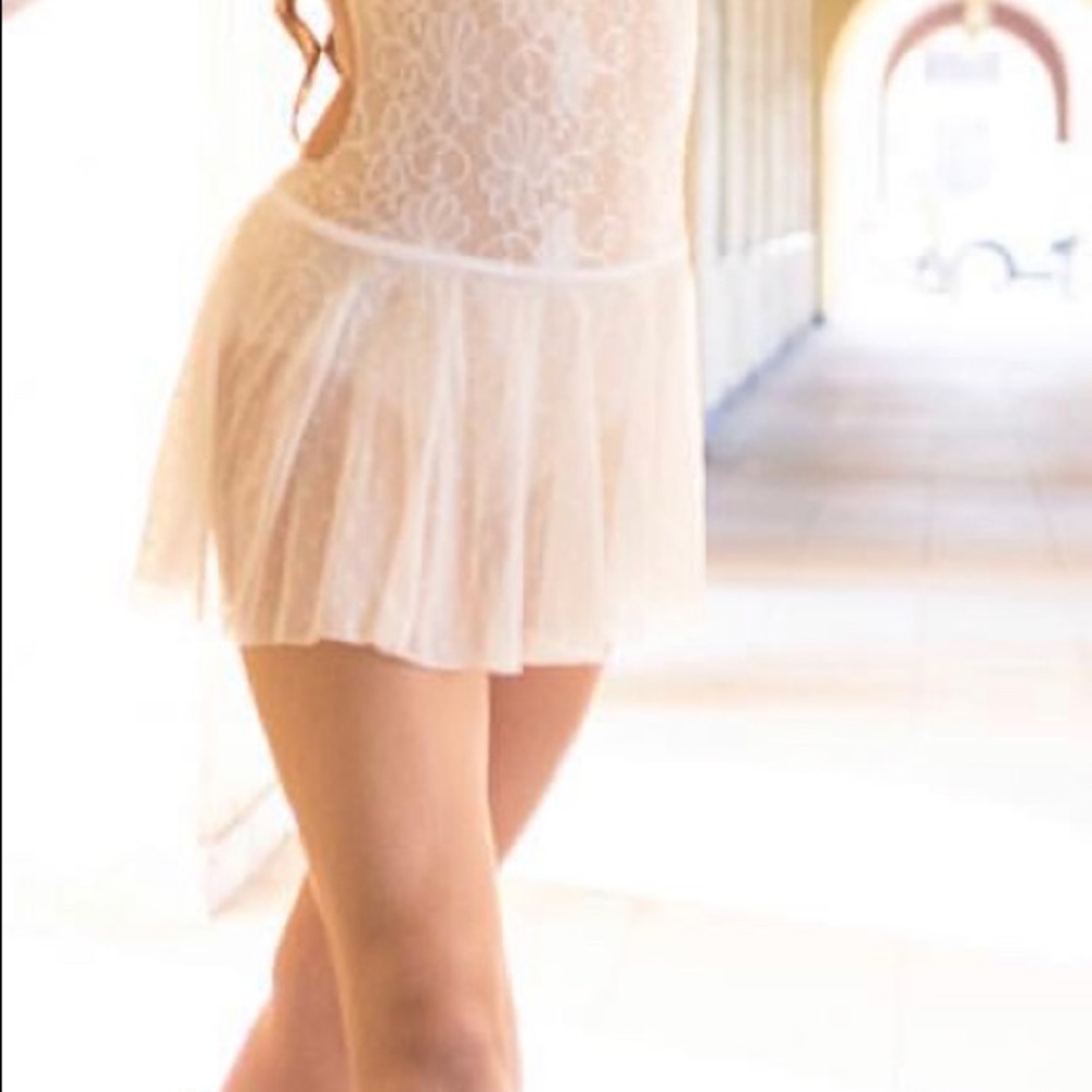 Natalie Dancewear  white Polka Dot Dance Skirt